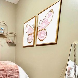 Handmade butterfly paintings! Comes with gold frames